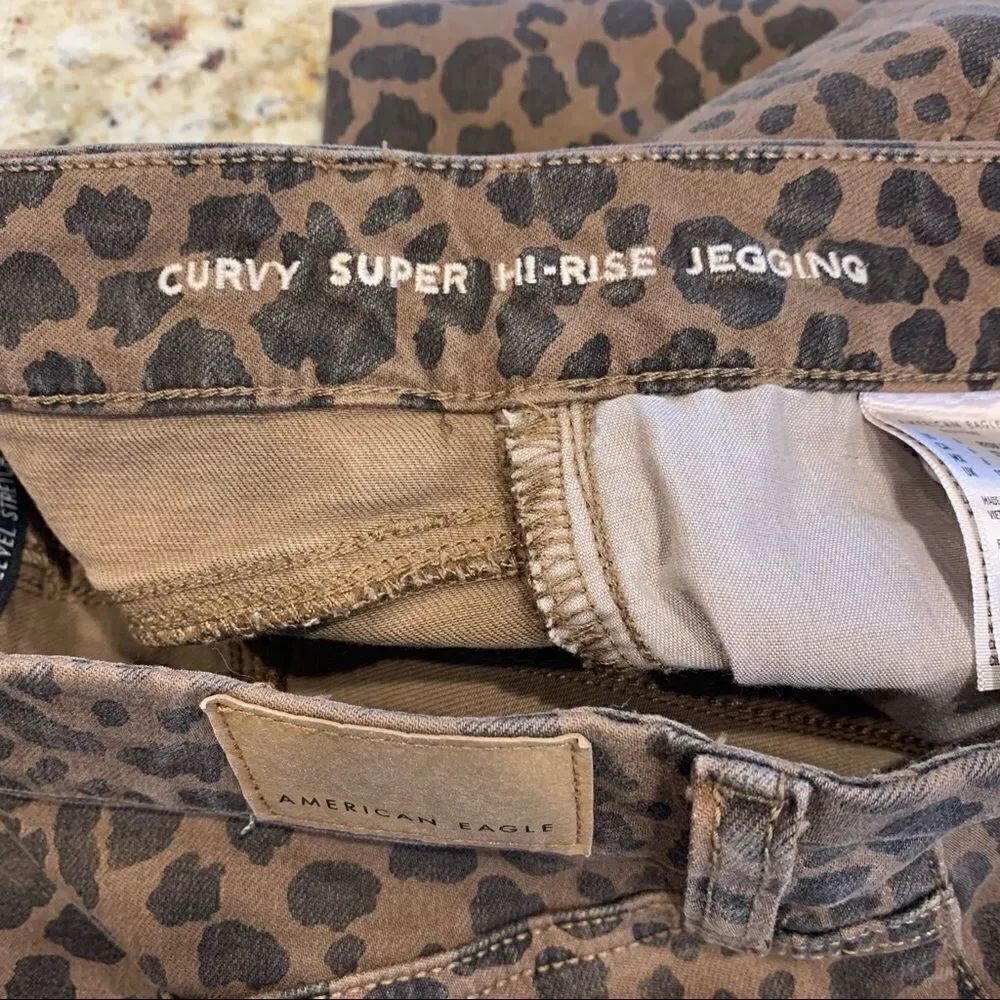 American Eagle Curvy Super Hi-Rise Jegging Leopard Print Size 6 - Picture 6 of 9